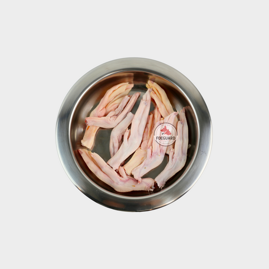 natural raw dog treat duck feet in bowl